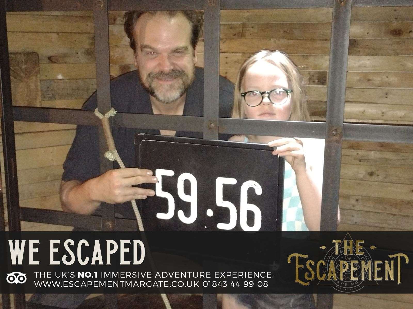 The Stranger Things star completed his escape from an escape room. Picture: The Escapement - Margate Escape Rooms