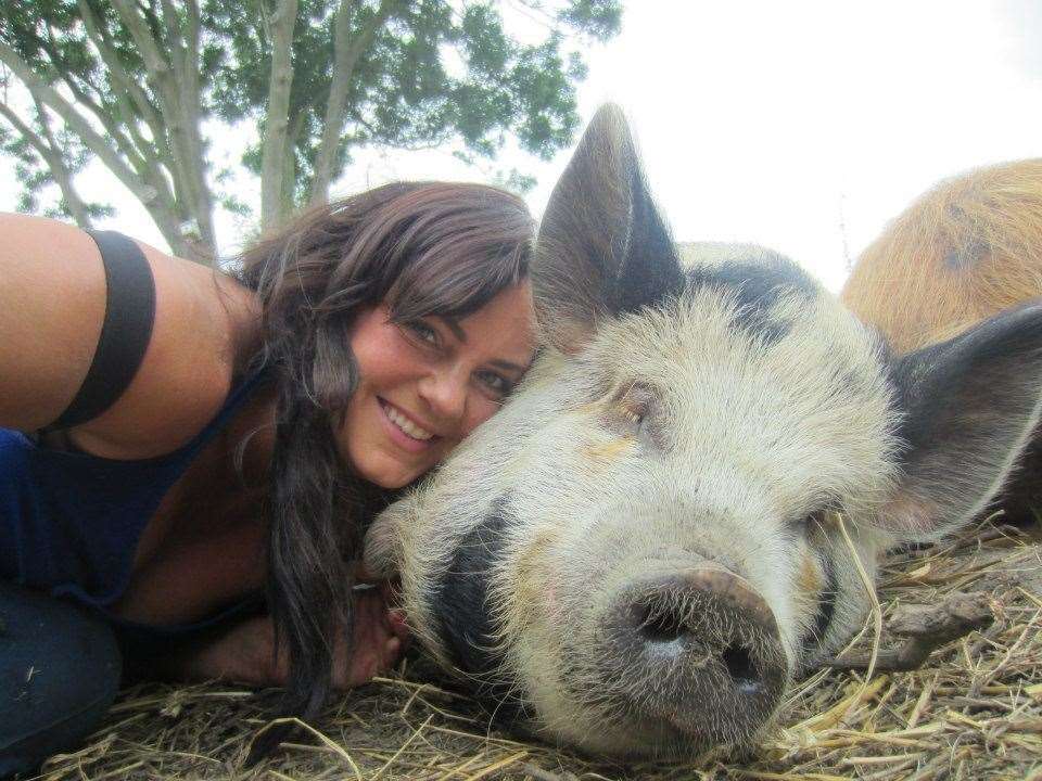 Amey James, founder of the Happy Pants Ranch sanctuary in Yelsted, near Sittingbourne, which is home to more than 300 animals