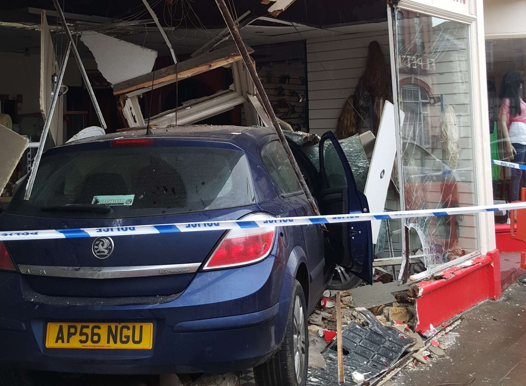 A car smashed through the front of a Margate beauty salon