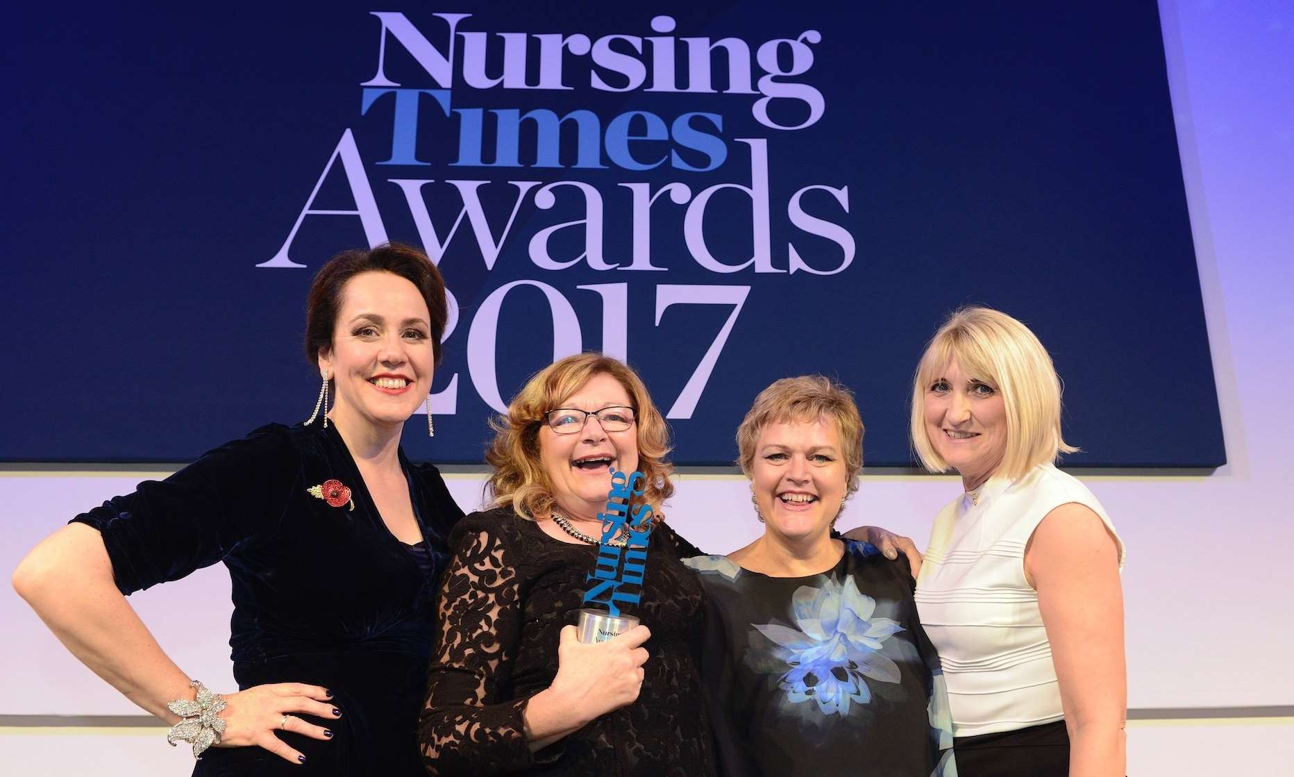 Left to right: Jenni Middleton, Editor of the Nursing Times, Sandra Hanson, Helen Ripper and a representative of Ontex Healthcare who sponsor the award.