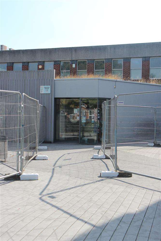 Entrance to Wyvern Hall has been cordoned off to deter skateboarders