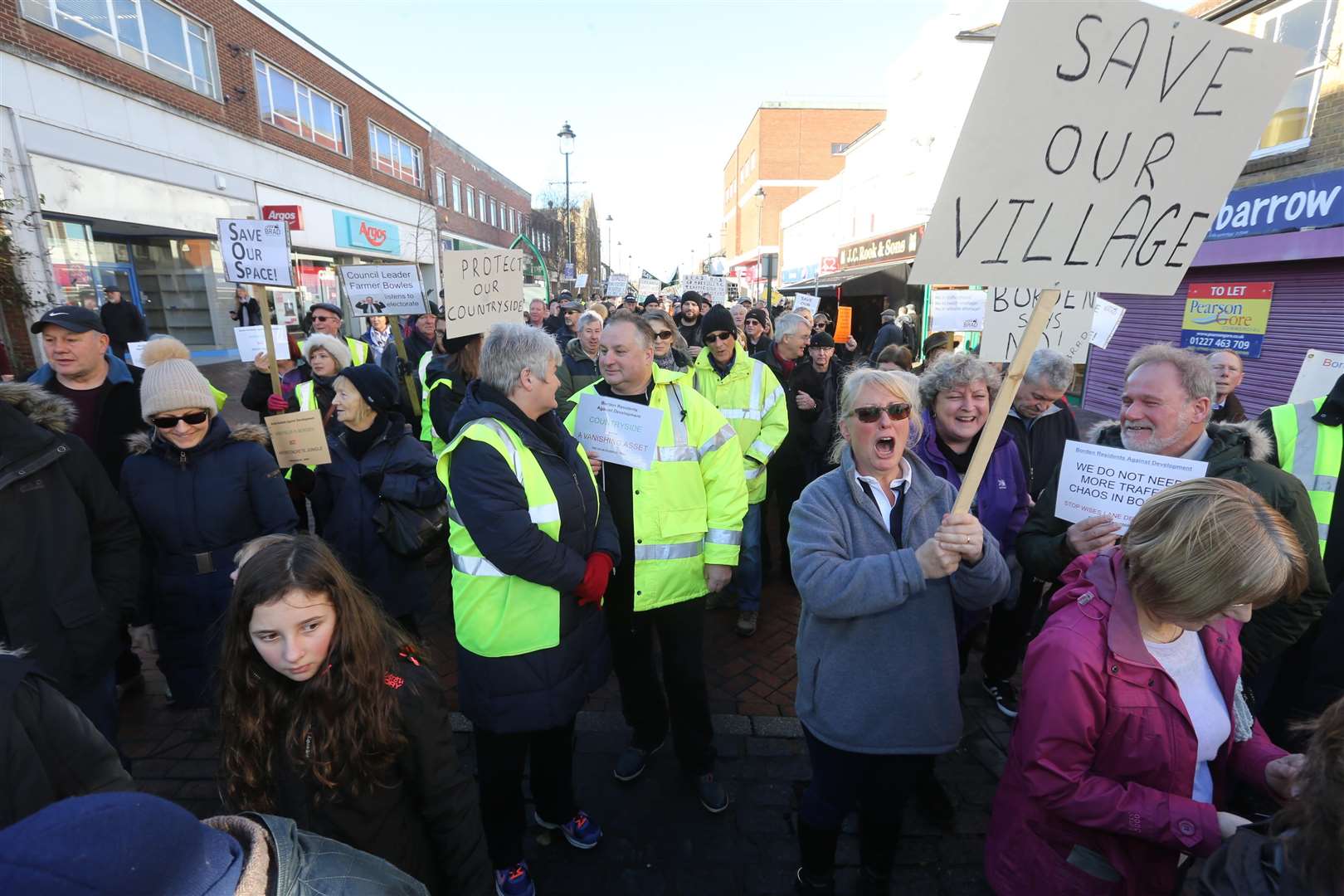 Borden residents and councillors protest against the development. Picture: John Westhrop