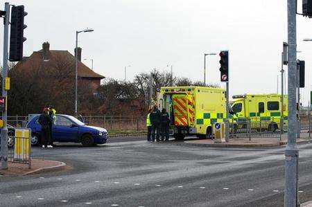 A Corsa, a Zafira and a Mercedes were all involved in the accident at the Queenborough Corner lights at 11.30am on Saturday