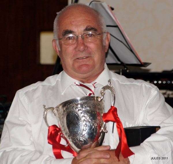 Laurence Plummer with the Vandanel Kent County League Premier Division trophy in 2011 Picture: Julie Hoare(43250212)