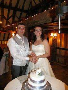 James and Laura Cordell on their wedding day. Feared food poisoning from Weight Watchers desert.