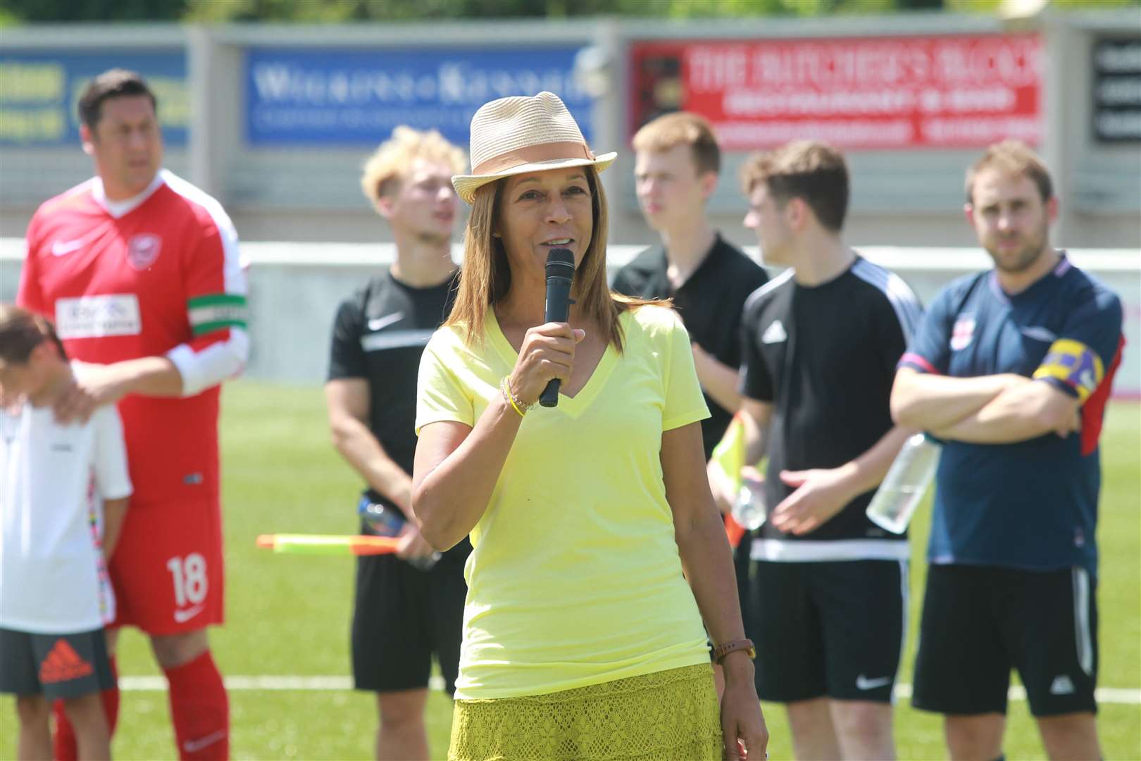 Helen Grant, MP opens the event at the Gallagher Stadium