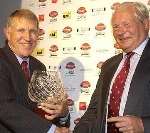 HAPPY MEMORY: Brian Luckhurst, left, receiving the Lifetime Achievement Award from this year's president Robert Neame