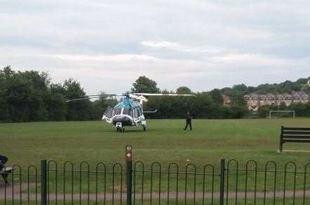 A helicopter landed at Borstal recreation ground