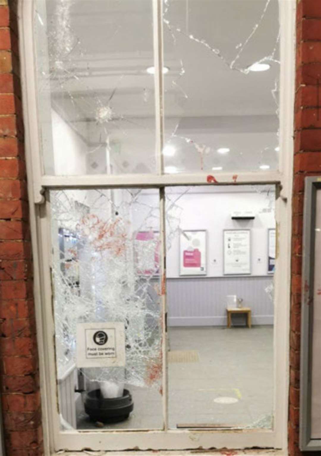 A window was smashedand thousands of pounds worth of damaged caused to Paddock Wood station. Photo: @BTPKent