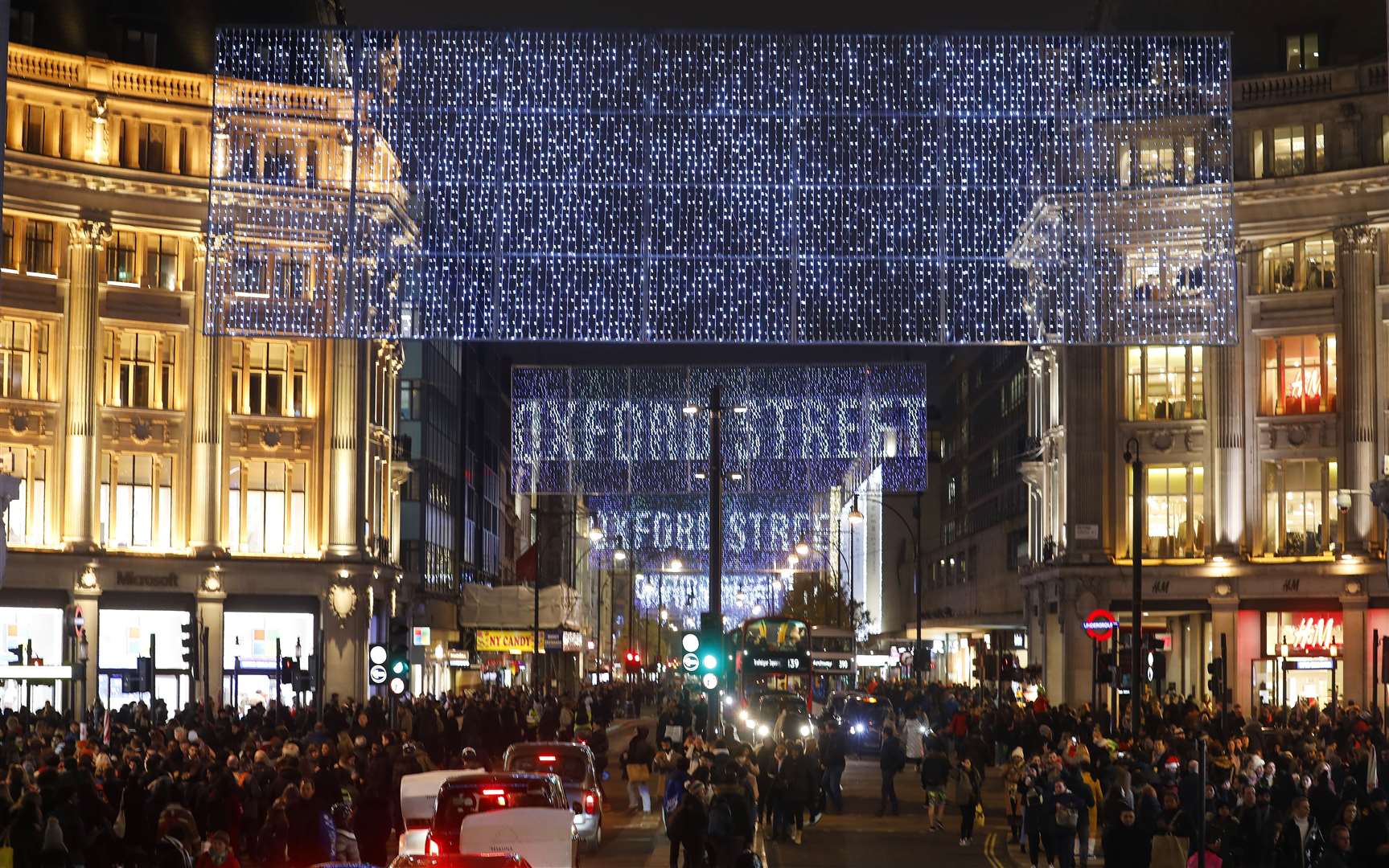 The Oxford Street Christmas lights have been switched on, in partnership with Capital XTRA, celebrating 60 years of the annual display Picture: David Parry/PA