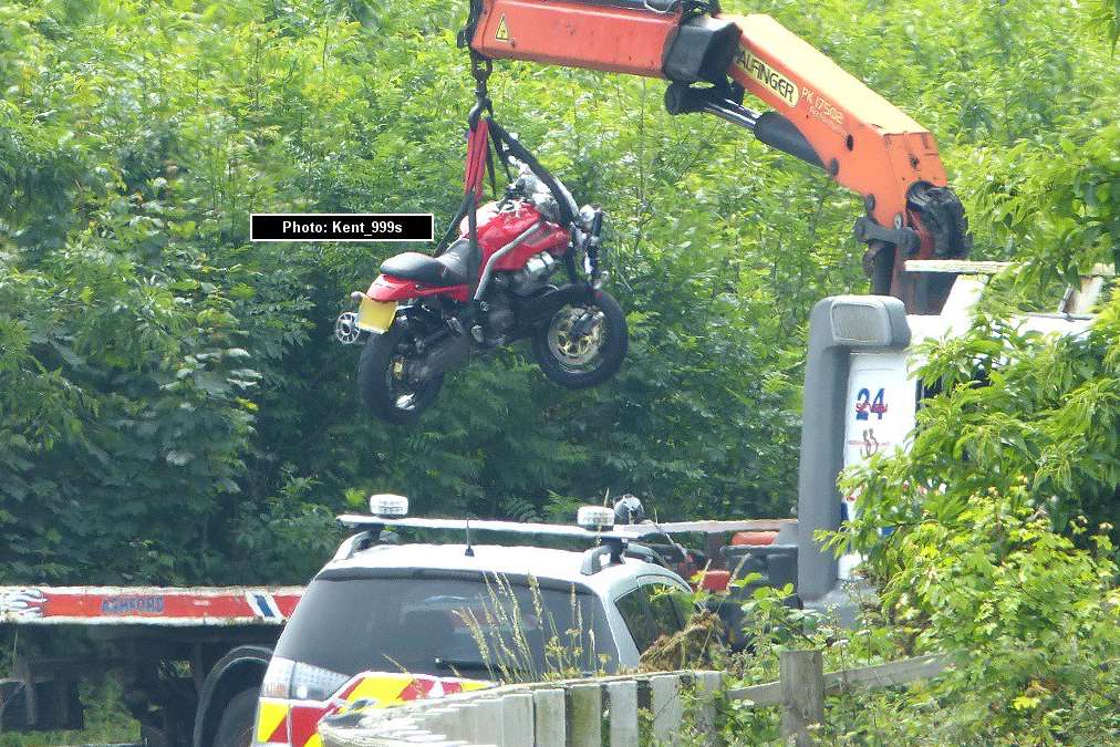 Recovery vehicles cleared the bike away. Pic: Kent999s