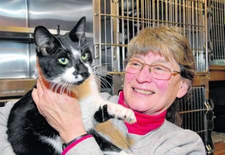 Clare Butler, secretary of Canterbury RSPCA which was our 2008 charity, with Barney