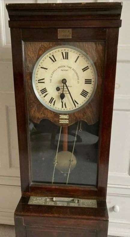 One of the antique clocking-in machines stolen from a container during a break-in at Stones Garden Centre n Halfway Road, Sheerness