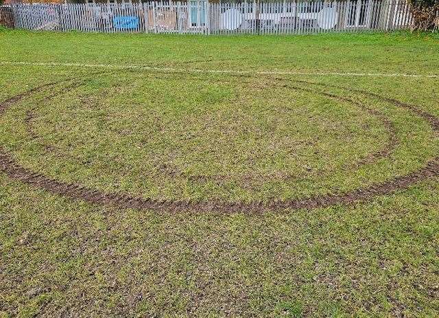 The illegal driving of motorbikes and quads on Cliffe Recreation Field has damaged the rugby club's pitch. Picture: Cliffe Crusaders RFC