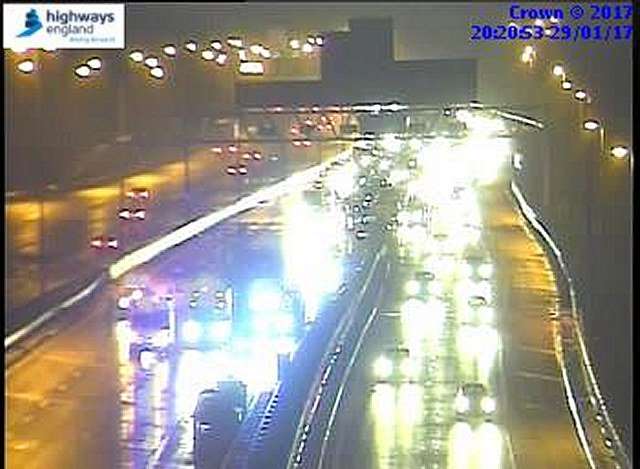 Traffic backed up as a result the crash. Picture: Highways England