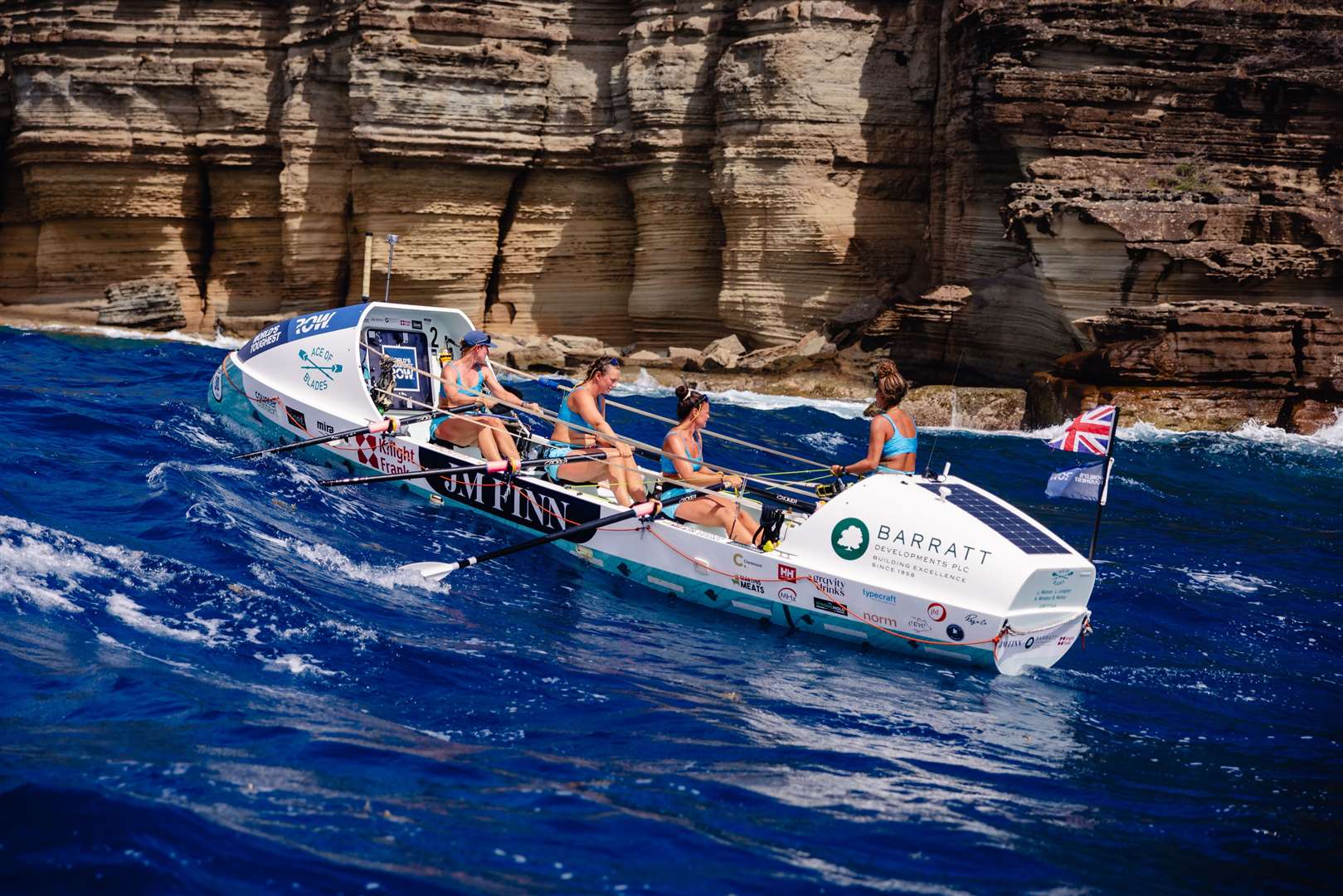 Liz Watson, Beth Motley, Katherine Windsor and Laura Langton completed the 3,000-mile rowing race in 47 days, 7 hours and 27 minutes. Picture: World’s Toughest Row
