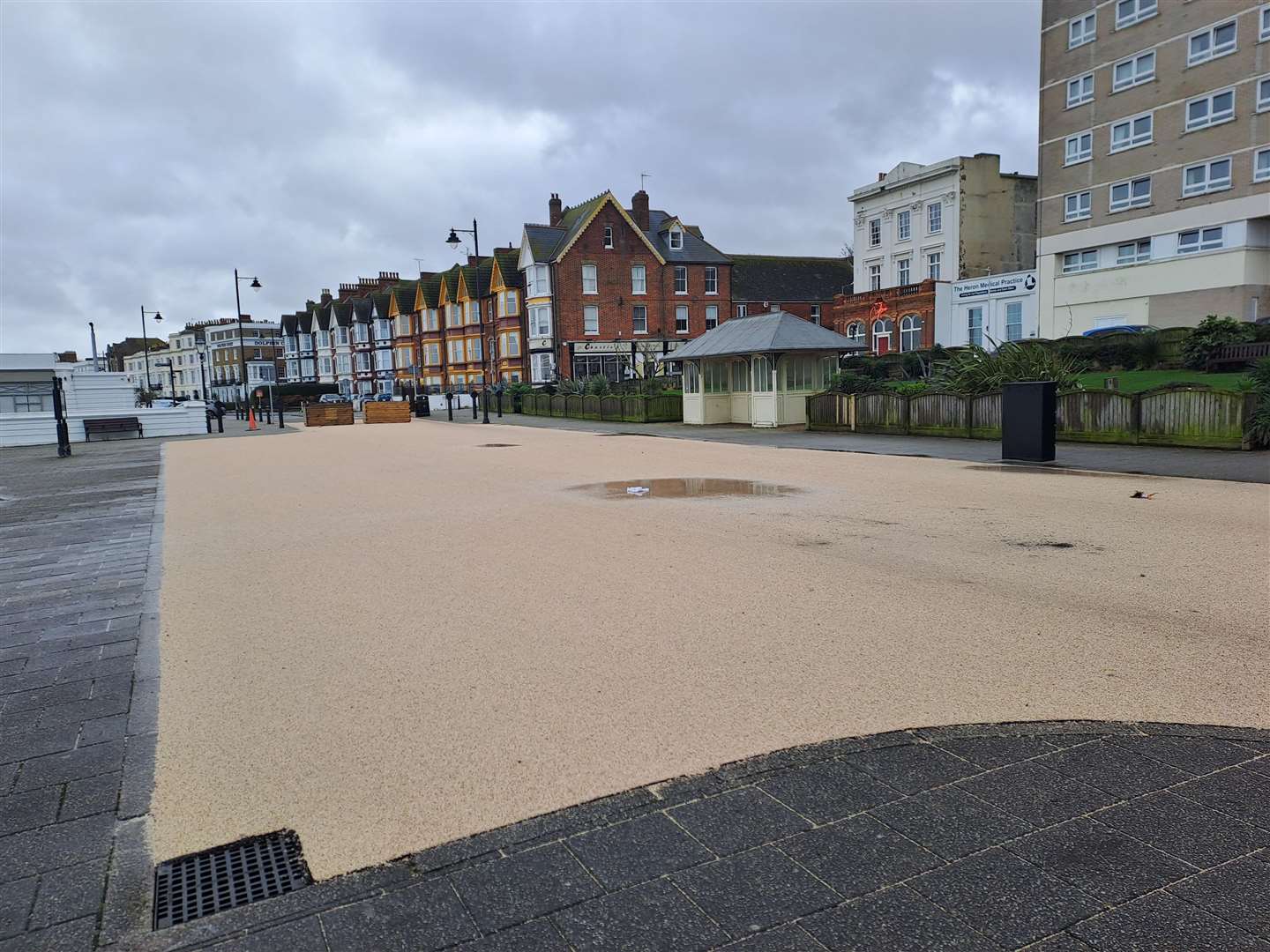 Part of Herne Bay’s seafront has been blocked off to create a Spanish-style plaza for a £600,000 project