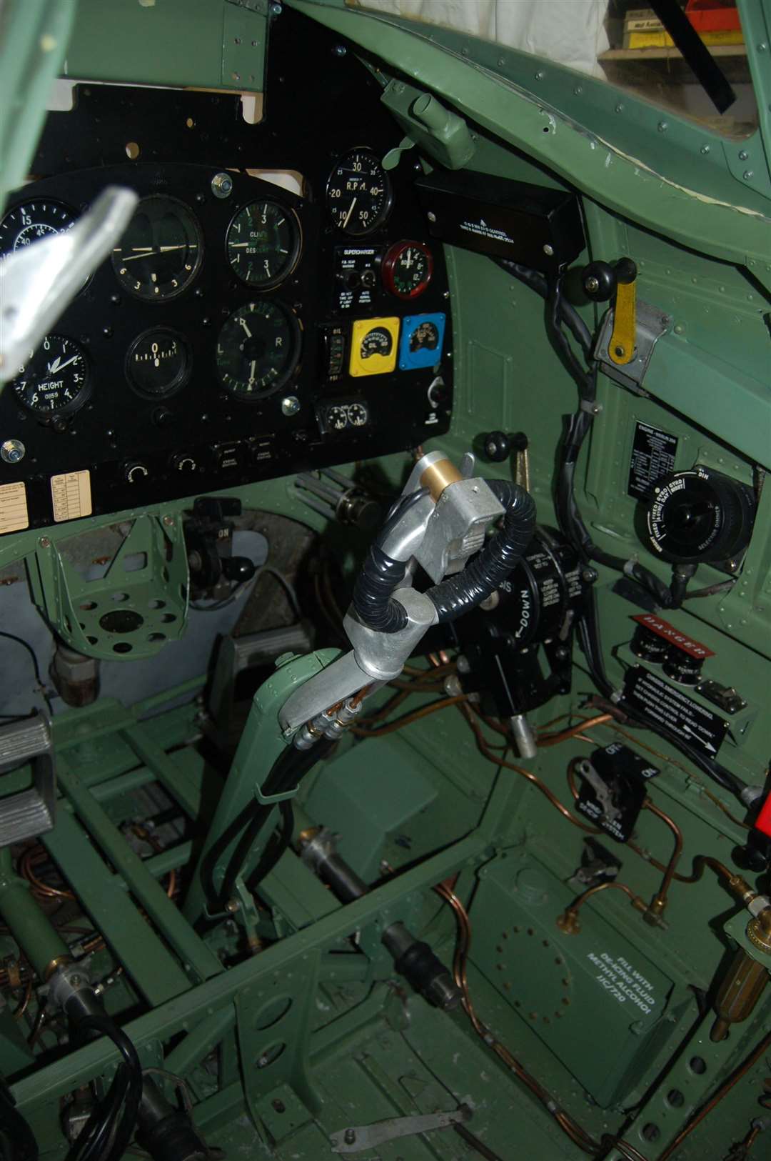 Inside the cockpit of the restored Spitfire