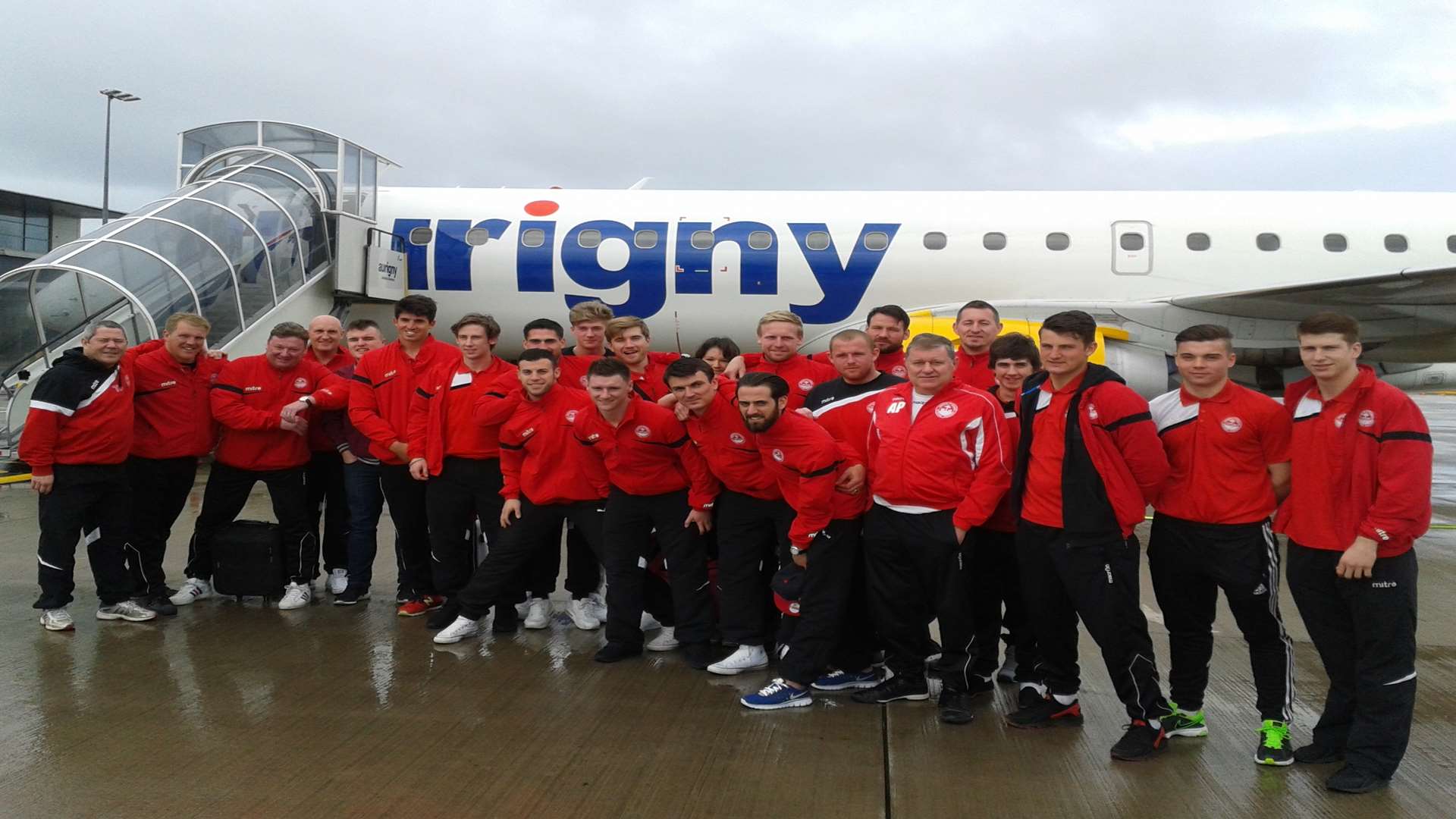 Hythe Town's players and coaching staff get ready to jet off to Guernsey