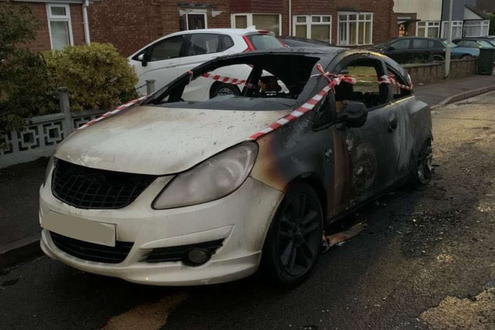 Fire crews believe the car was set on fire deliberately
