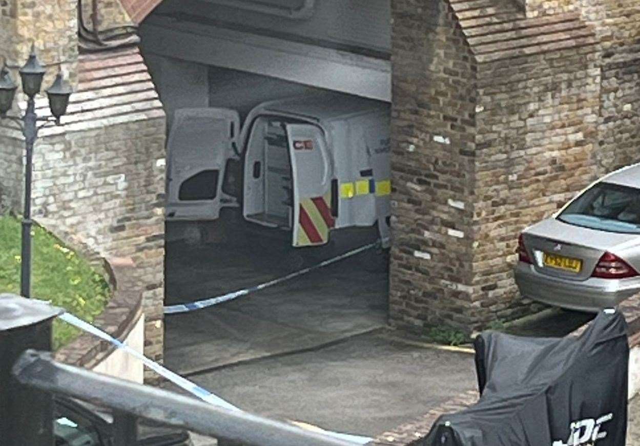 Forensic officers were called to Bath Street in Gravesend after a woman's body was found in an underground car park