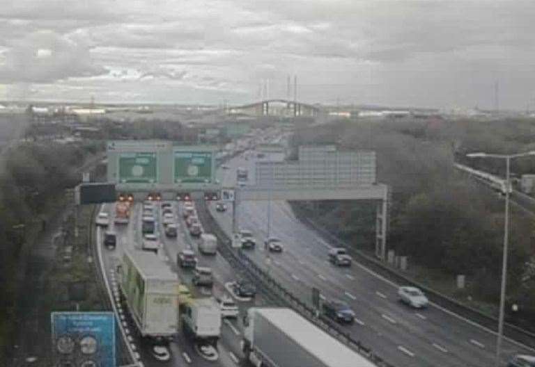 Traffic is currently queueing on the approach towards Dartford Crossing. Picture: Highways England