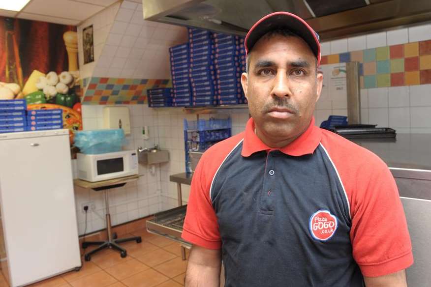 Pizza Go Go manager Saghir Hussain has been praised for his bravery