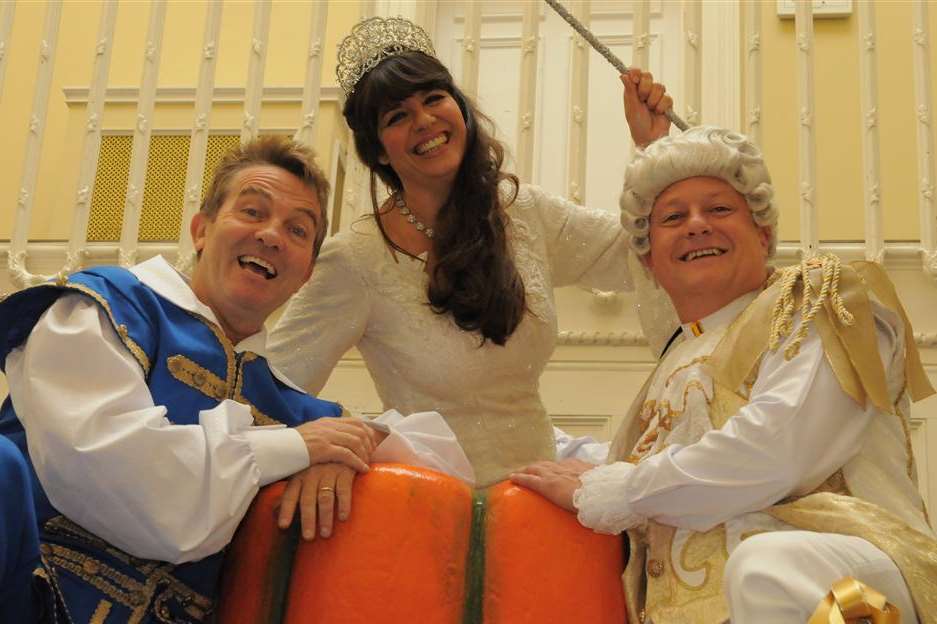 Panto cast: Bradley Walsh, Louise English and Barry Hester