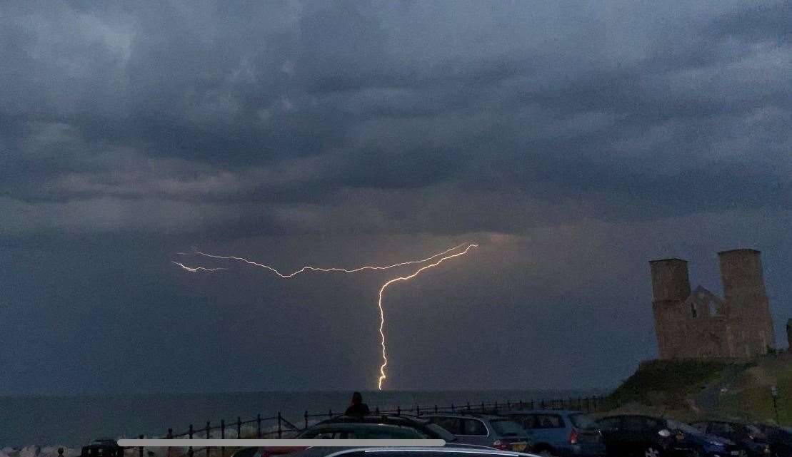The storm over Reculver last night. Picture: Chloe Allcorn-Austen