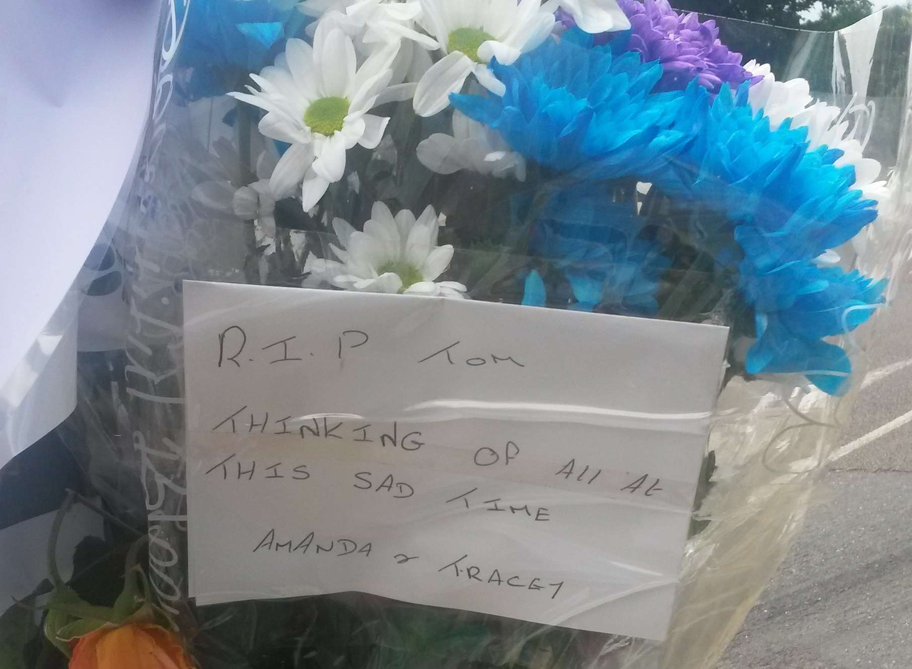 Floral tributes left in memory by Amanda and Tracey