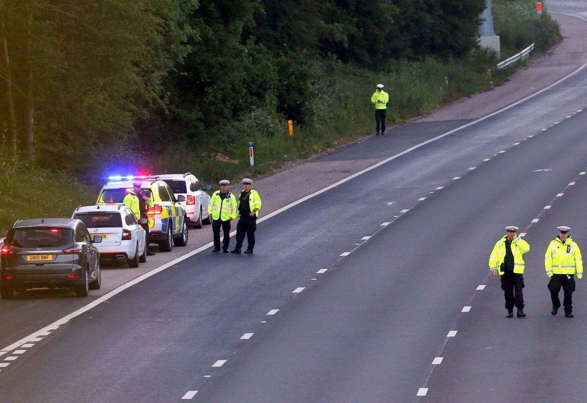 Investigation work on the M20 near Ashford after the tragic incident. Picture: UKNiP