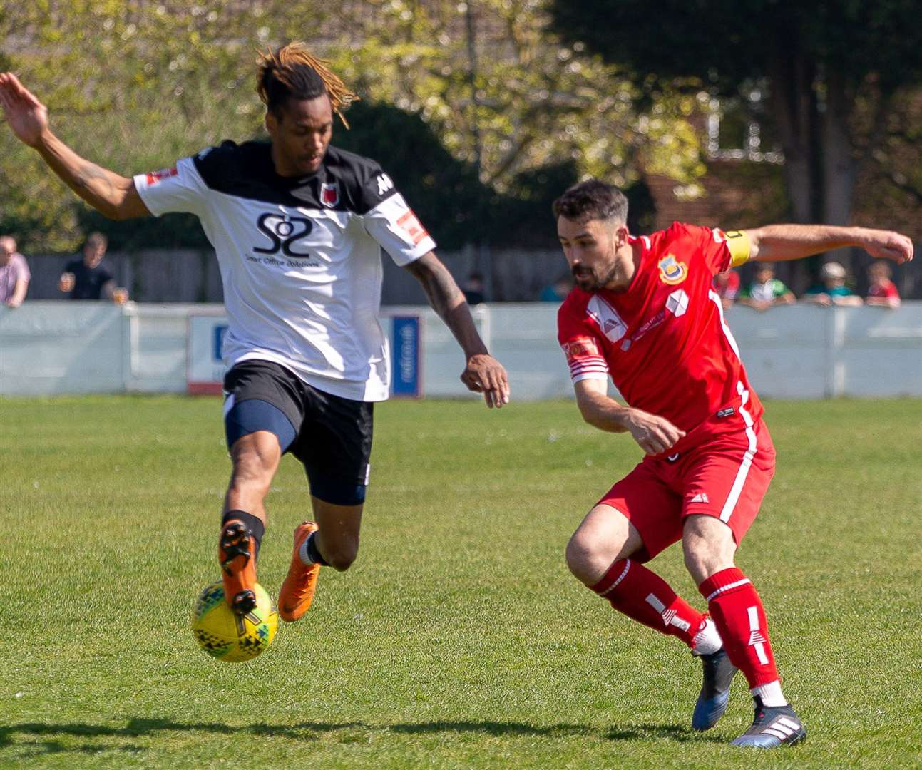 Tom Mills cuts behind Tyrell Richardson-Brown during Saturday's 1-0 home loss for Whitstable. Picture: Les Biggs
