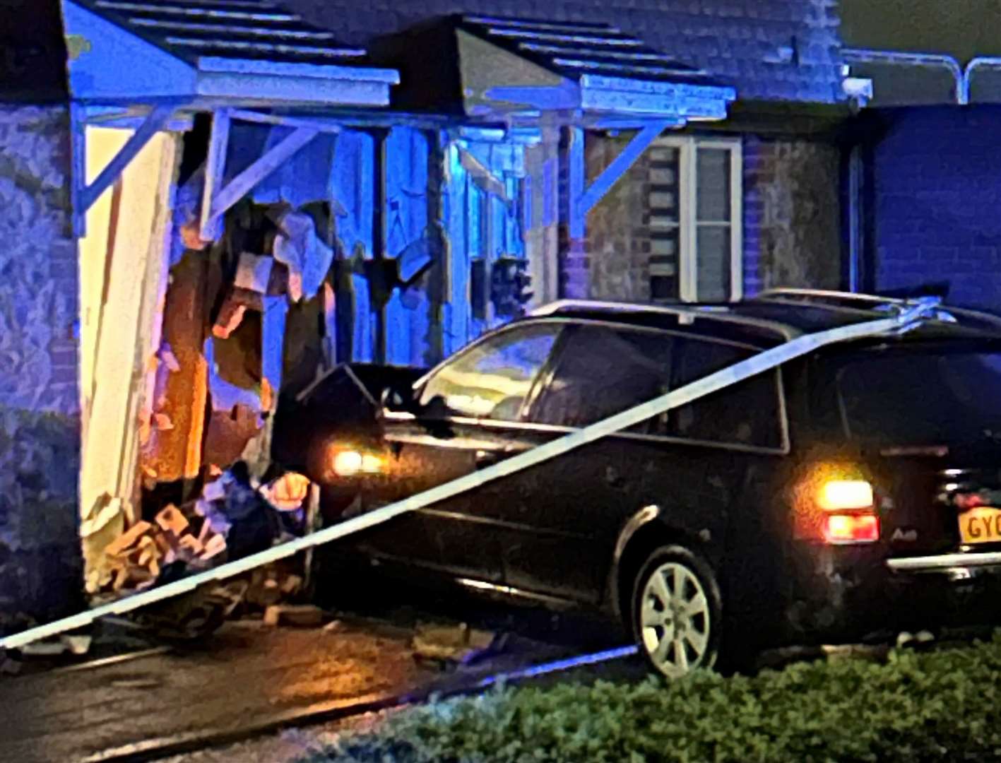 It looked as though the car had spun out and hit the house. Picture: Jen Browning