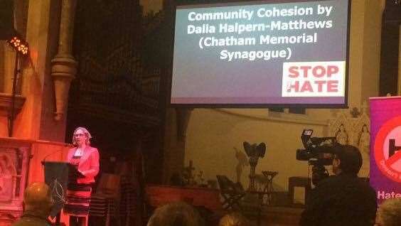 Dalia Halpern-Matthews speaks to a community cohesion event held at St Marks Church in Gillingham. Picture: Dalia Halpern-Matthews. (19281339)