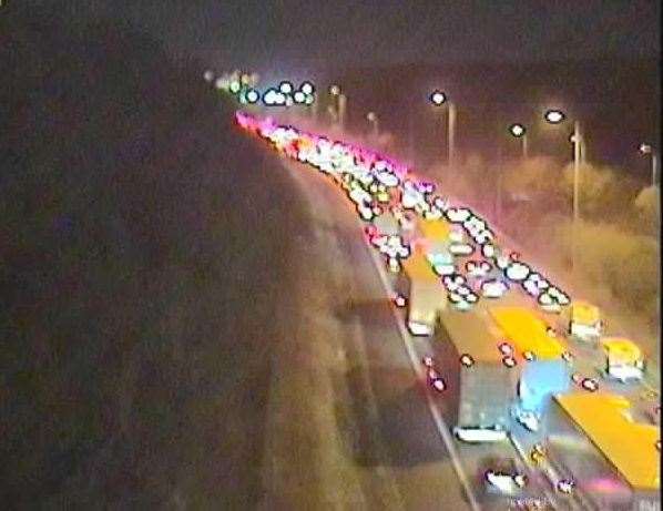Traffic delays on the M2 between Junction 2 (Strood / Rochester) and Junction 3 (Rochester / Chatham). Picture: National Highways