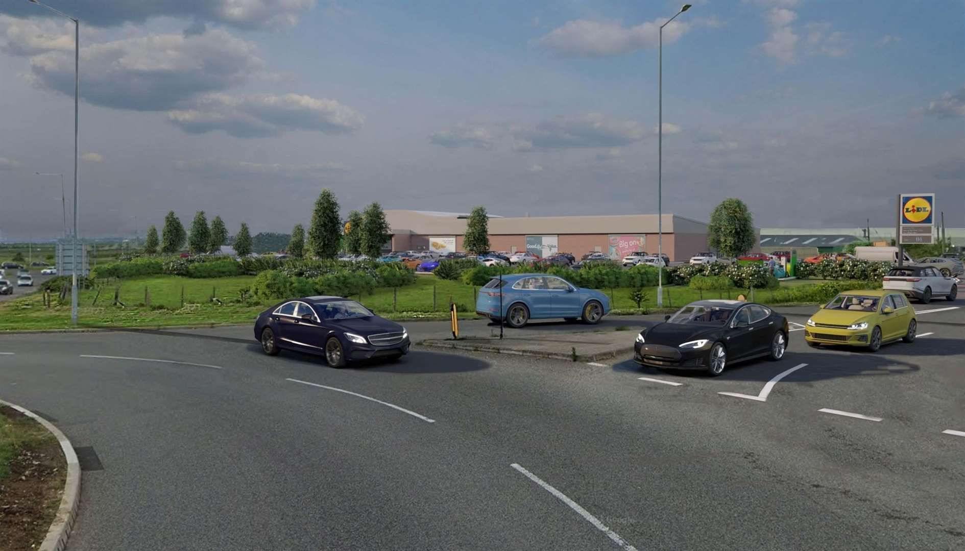 Artist's impression of how a new Lidl could look at Cowstead Corner, Sheppey. Picture: One Design