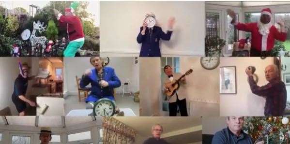 The performers singing from their own homes. Still from a video from Snowdown Colliery Welfare Male Voice Choir