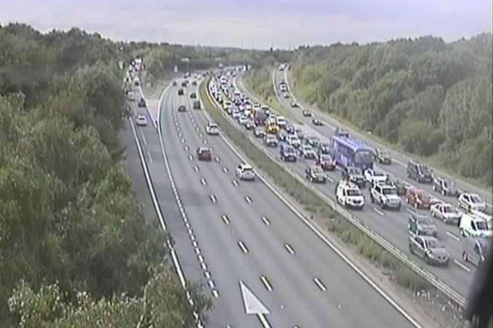 Queues are stretching back on the A2 near Dover due to a lorry fire. Picture: Highways England