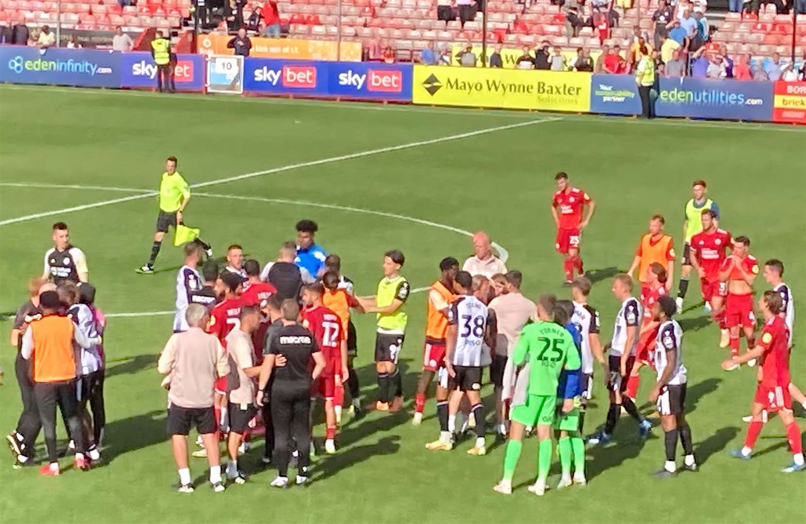 Post-match confrontation after Gillingham win 1-0 at Crawley