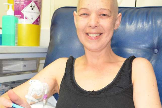 Cancer patient Karen Long using the free wi-fi service