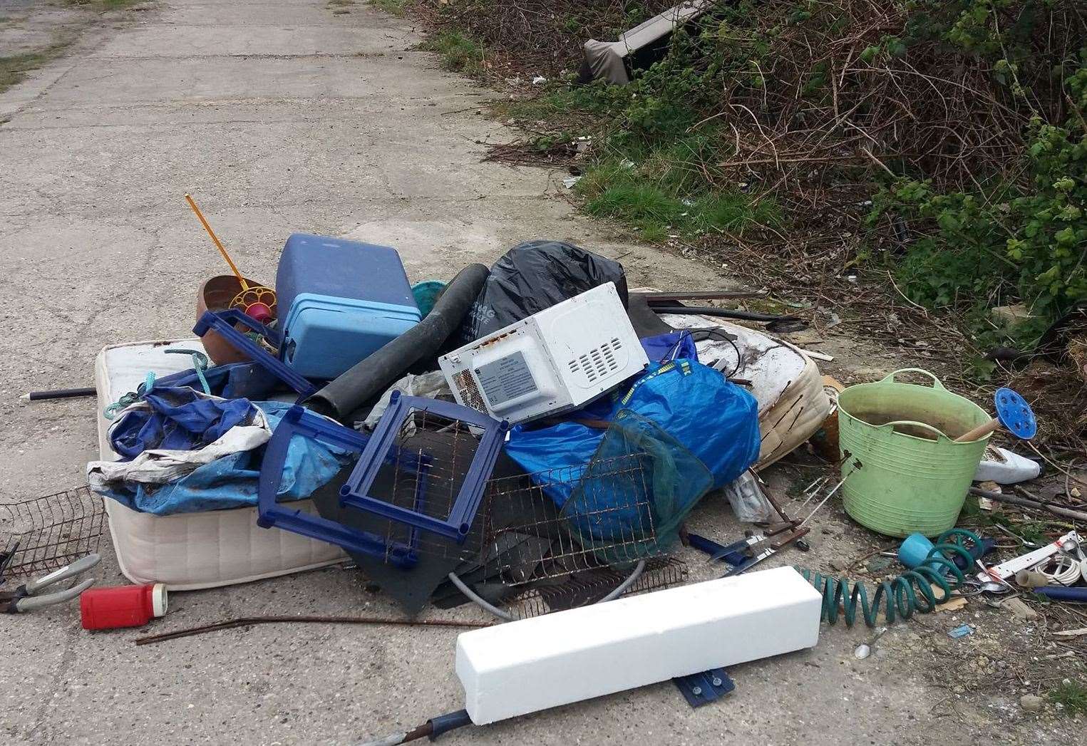 There have been more than 2,000 cases of fly-tipping reported in Swale this year, including this pile of waste left near Sheerness canal