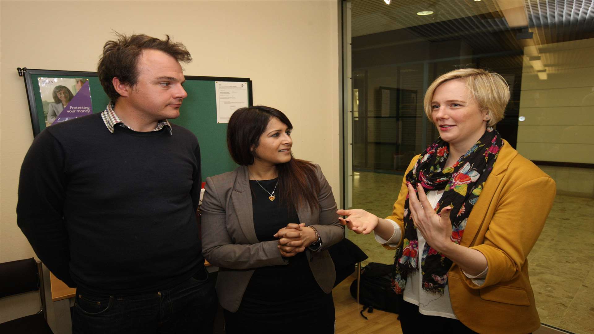 Labour parlimentary candidates Tristan Osborne and Naushabah Khan with Stella Creasy. Picture: John Westhrop.
