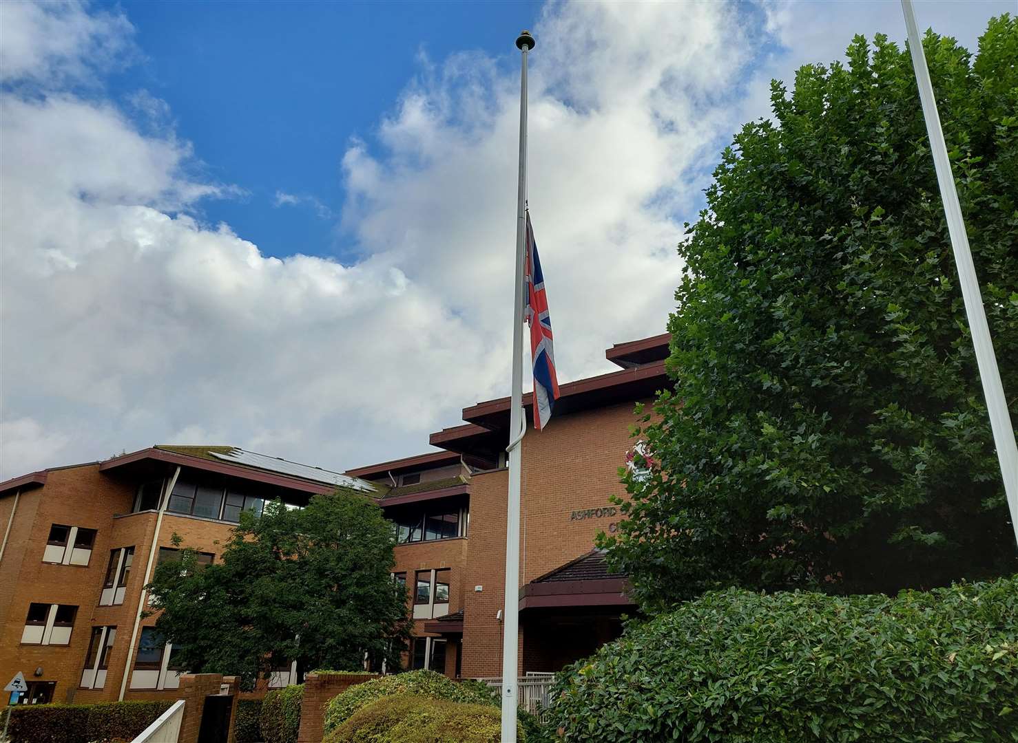 The Union Flag is being flown at half-mast as a mark of respect outside Ashford Borough Council's base