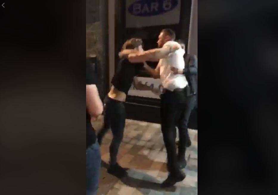 Footage of Kieron Trapp's altercation with a security guard from Fever nightclub in Bank Street, Maidstone (14167200)