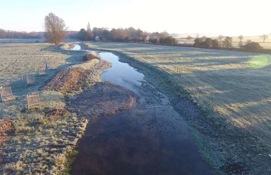The drone footage of the completed chalk stream works along the Little Stour near Canterbury. Picture: Kentish Stour Countryside Partnership