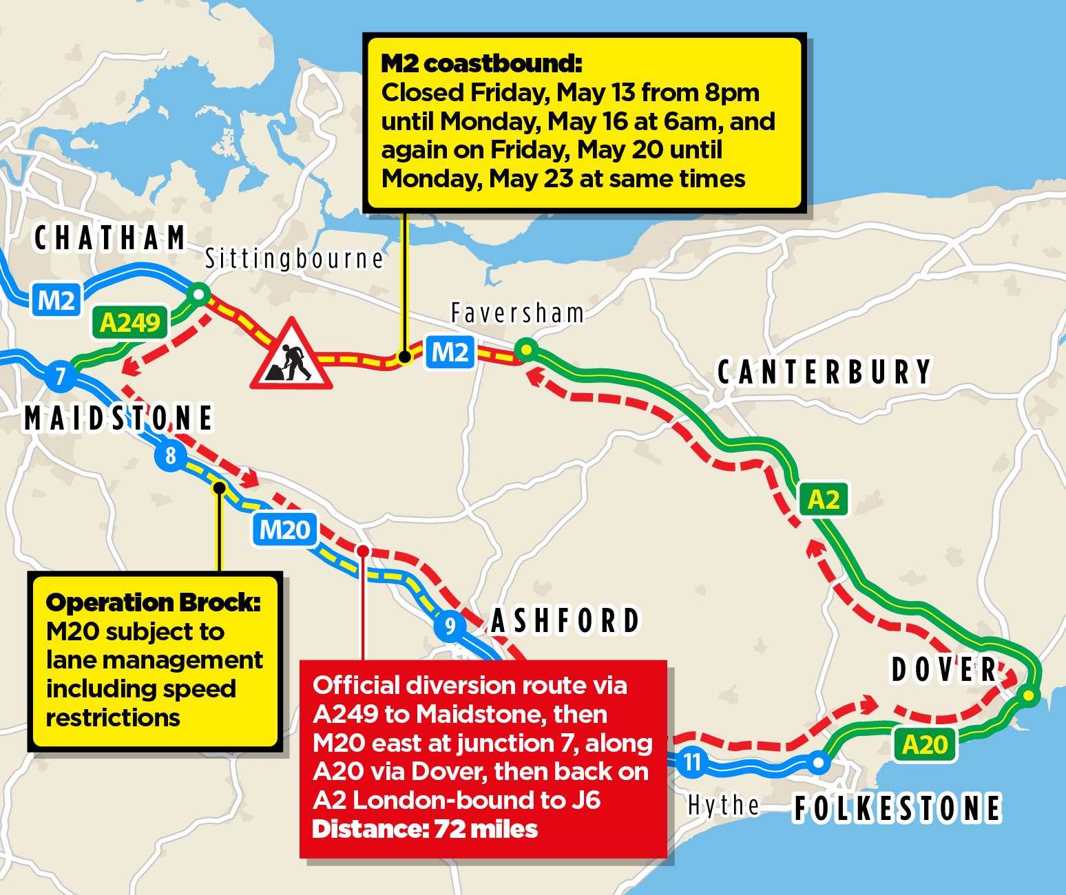 The huge diversion route for this, and next, weekend