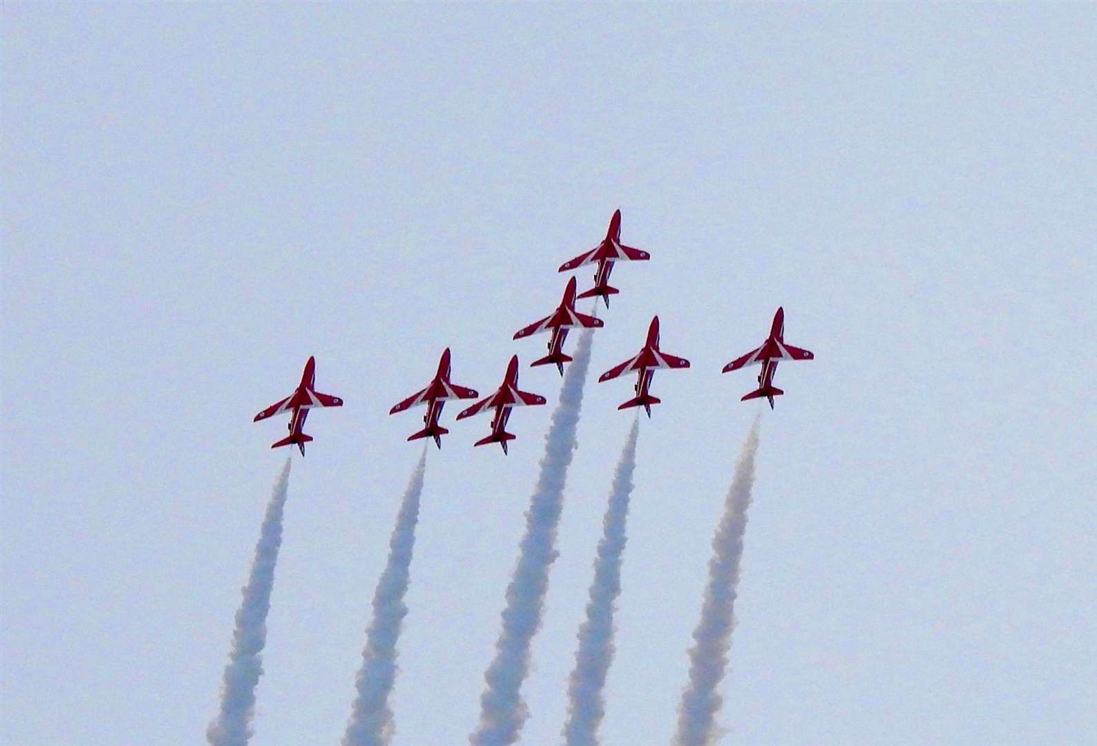 The Red Arrows fly over Folkestone Airshow. Picture: Kevin Clark