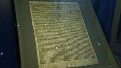 A copy of the Magna Carta is on display at Salisbury Cathedral