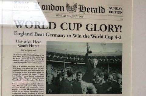 This iconic front cover of the London Herald is on the wall of the gents but it’s the sports photos in the bar which really steal the show