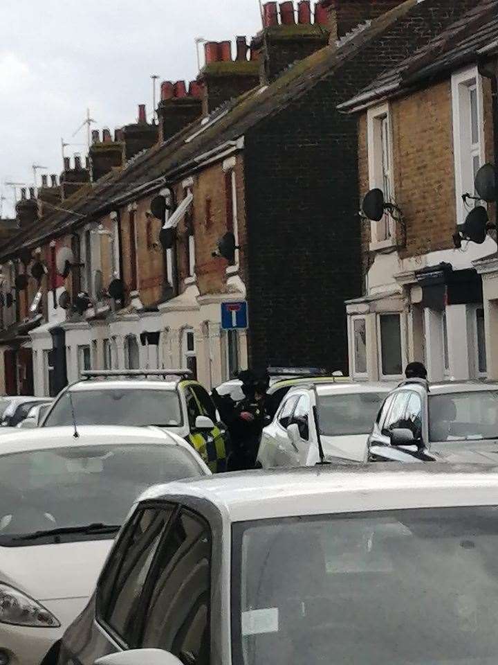 Police in Jefferson Road, Sheerness. Picture: Charlie Lunan